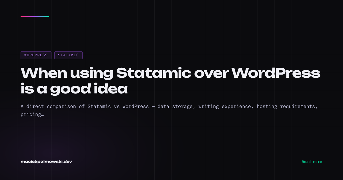 When using Statamic over WordPress is a good idea | Maciek Palmowski